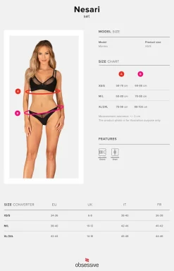 Obsessive Koszulki|Biustonosz Duże Rozmiary - komplet biustonosz i stringi Nesari