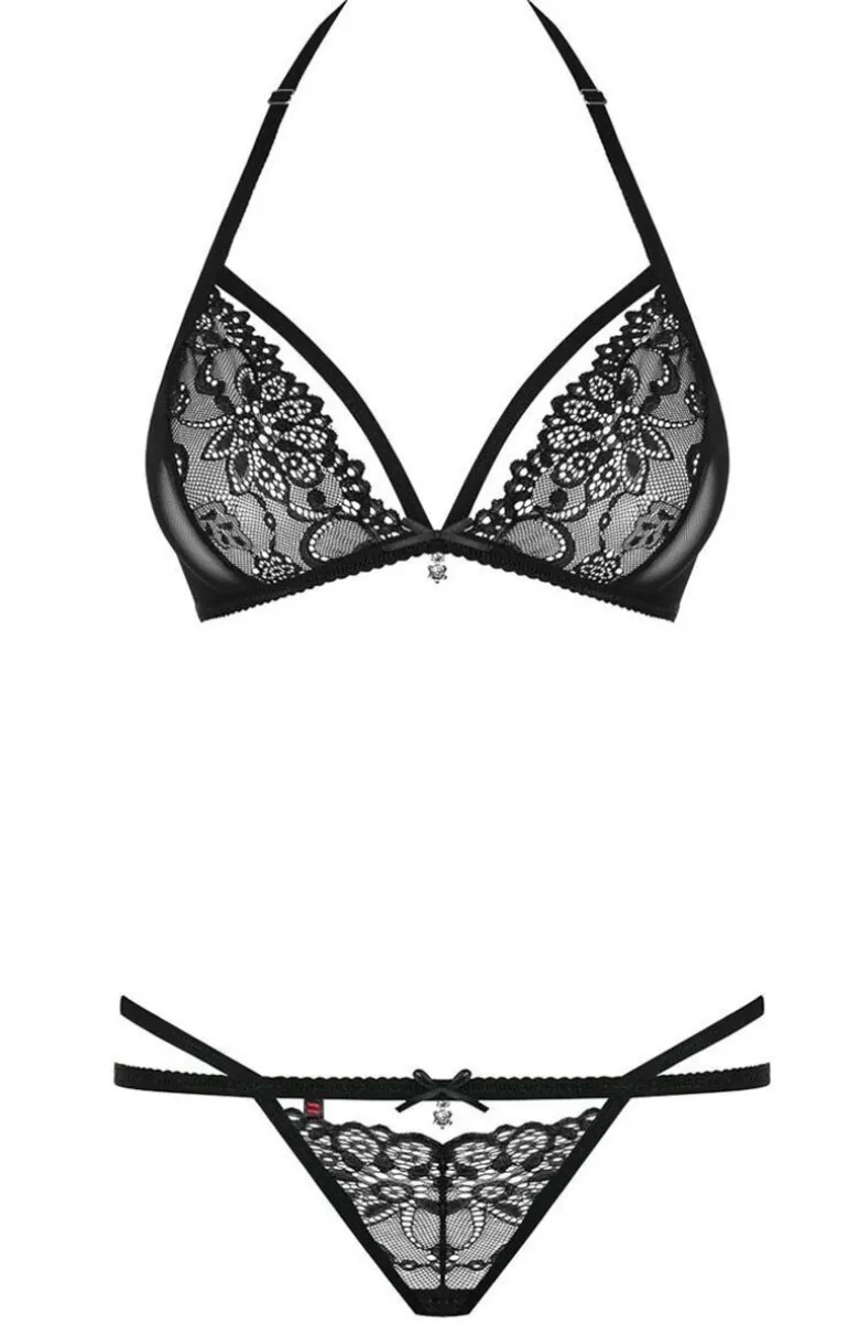 Obsessive czarny komplet 2-częściowy bielizny 838-SET-1