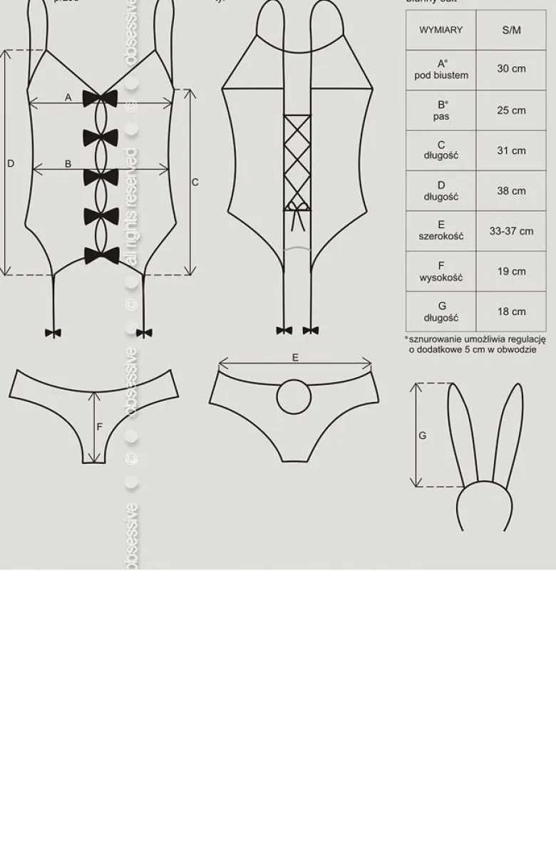 Obsessive 4-częściowy strój króliczka Bunny suit