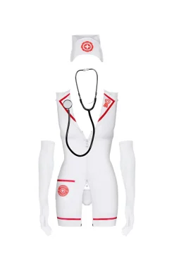 Obsessive Kostiumy I Przebrania|Koszulki - 5-częściowy strój pielęgniarki stetoskop Emergency dress