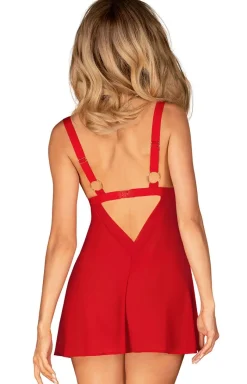 Damskie Obsessive Seksowna Koszula Nocna|Koszulki - czerwona babydoll i stringi Elianes