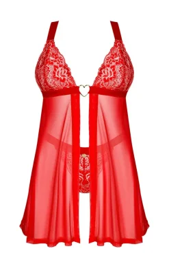 Damskie Obsessive Seksowna Koszula Nocna|Koszulki - czerwona babydoll i stringi Elianes