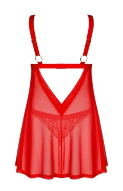 Damskie Obsessive Seksowna Koszula Nocna|Koszulki - czerwona babydoll i stringi Elianes