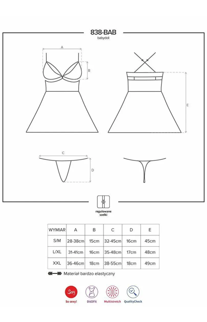 Damskie Obsessive Koszulki|Seksowna Koszula Nocna - czerwona koszulka babydoll i stringi 838-BAB-3