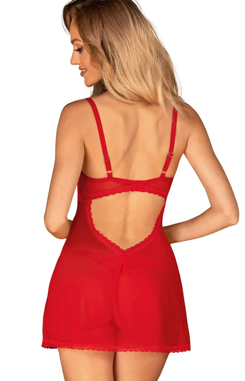 Obsessive czerwona koszulka babydoll i stringi Chilisa