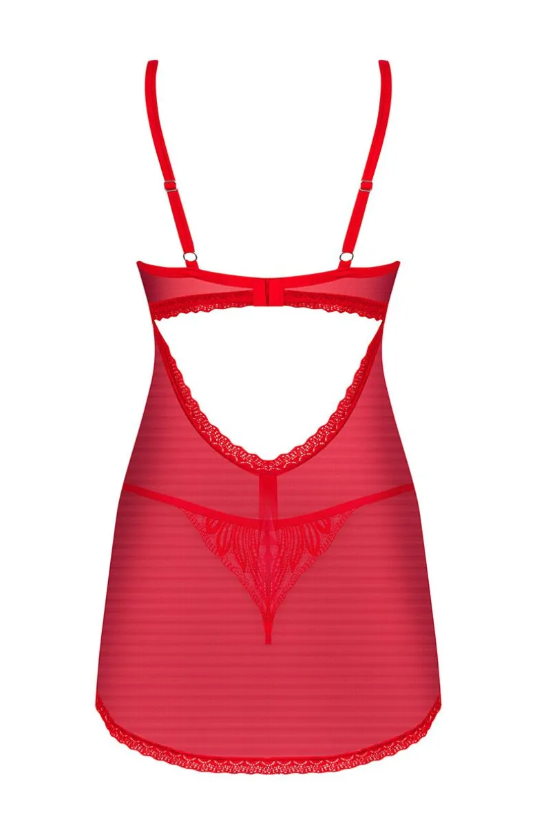 Obsessive czerwona koszulka babydoll i stringi Chilisa