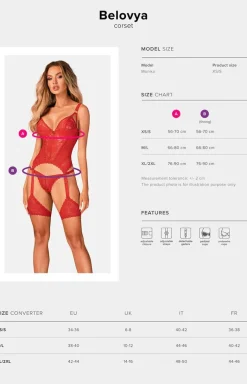 Obsessive czerwony gorset i stringi Belovya