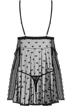 Damskie Obsessive Koszulki|Seksowna Koszula Nocna - Heartia koszulka babydoll i stringi