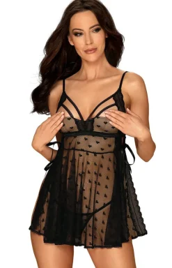 Damskie Obsessive Koszulki|Seksowna Koszula Nocna - Heartia koszulka babydoll i stringi