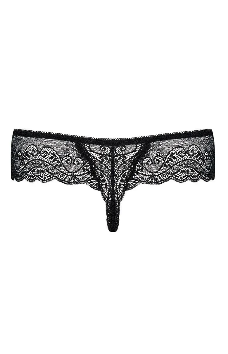 Obsessive koronkowe stringi damskie czarne Miamor