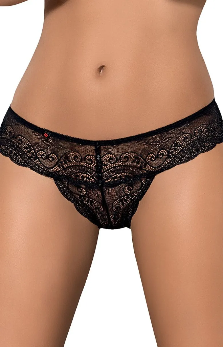 Obsessive koronkowe stringi damskie czarne Miamor