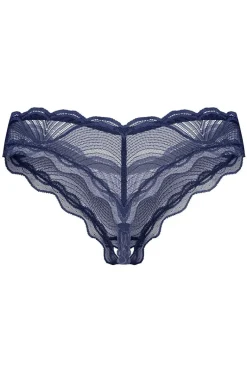 Obsessive koronkowe stringi z otwartym krokiem Nightly Blue