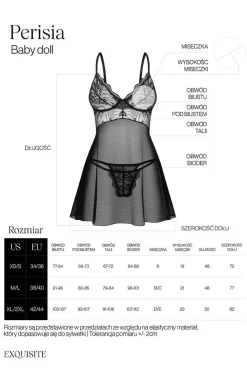 Damskie Obsessive Seksowna Koszula Nocna|Koszula Nocna Na Ramiączkach - koszulka nocna babydoll i stringi Perisia