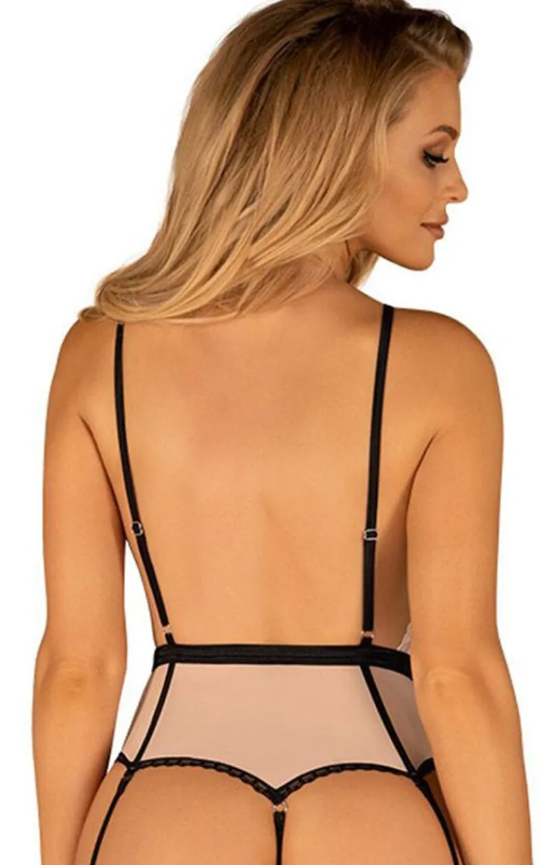Obsessive Body|Body - Lilines koronkowe string-body z paskami do pończoch