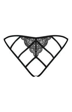 Damskie Obsessive Figi, Stringi, Panty|Figi Damskie - Miamor czarne figi otwarte