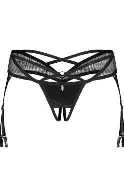 Obsessive otwarte stringi damskie z paskami do pończoch Dominna