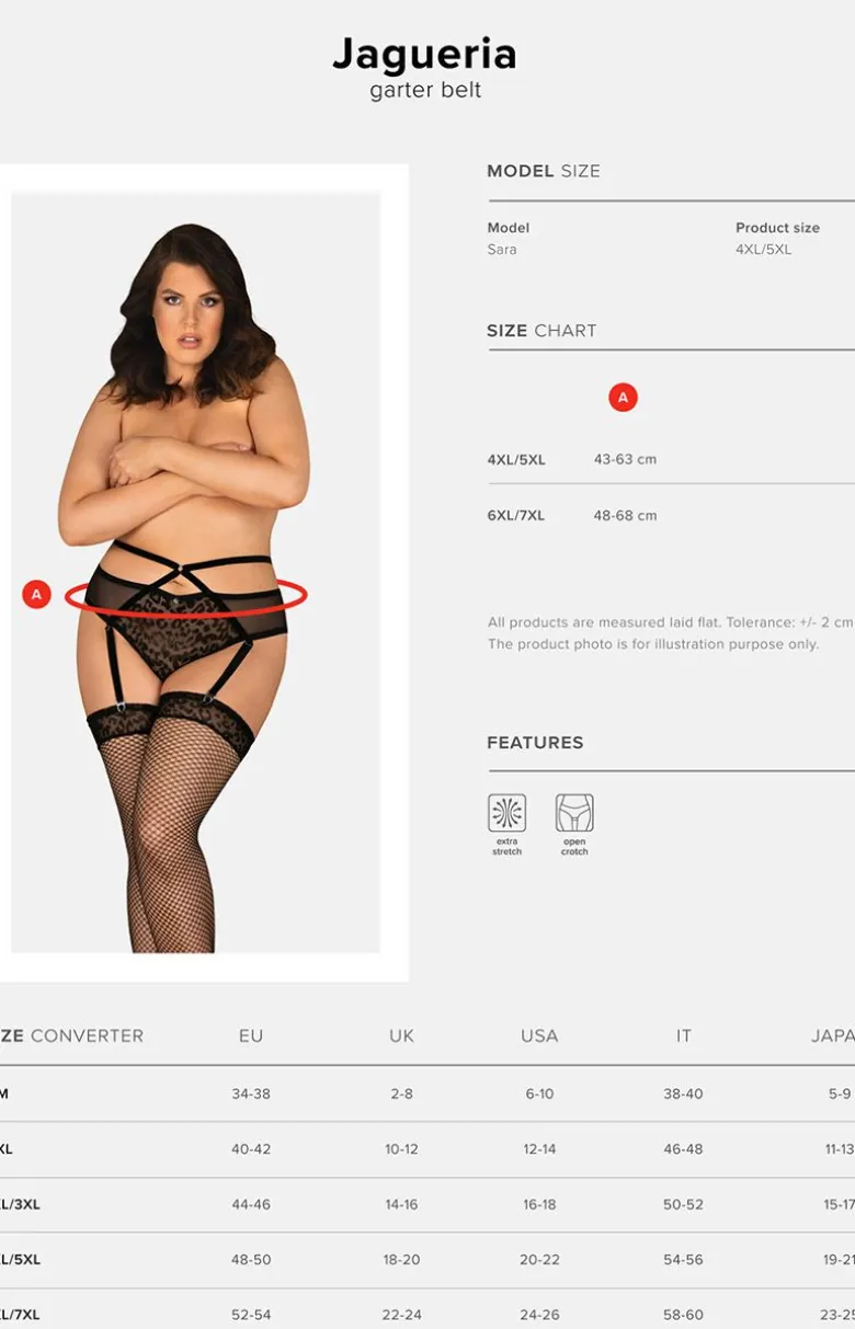 Obsessive pas do pończoch plus size czarny Jagueria