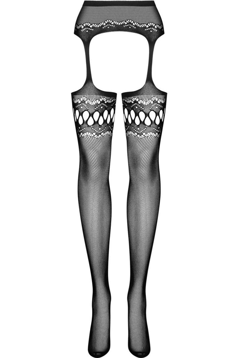 Damskie Obsessive Pończochy Kabaretki|Rajstopy Z Dziurką - pończochy kabaretki z pasem Garter stockings black S207