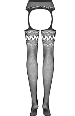 Damskie Obsessive Pończochy Kabaretki|Rajstopy Z Dziurką - pończochy kabaretki z pasem Garter stockings black S207