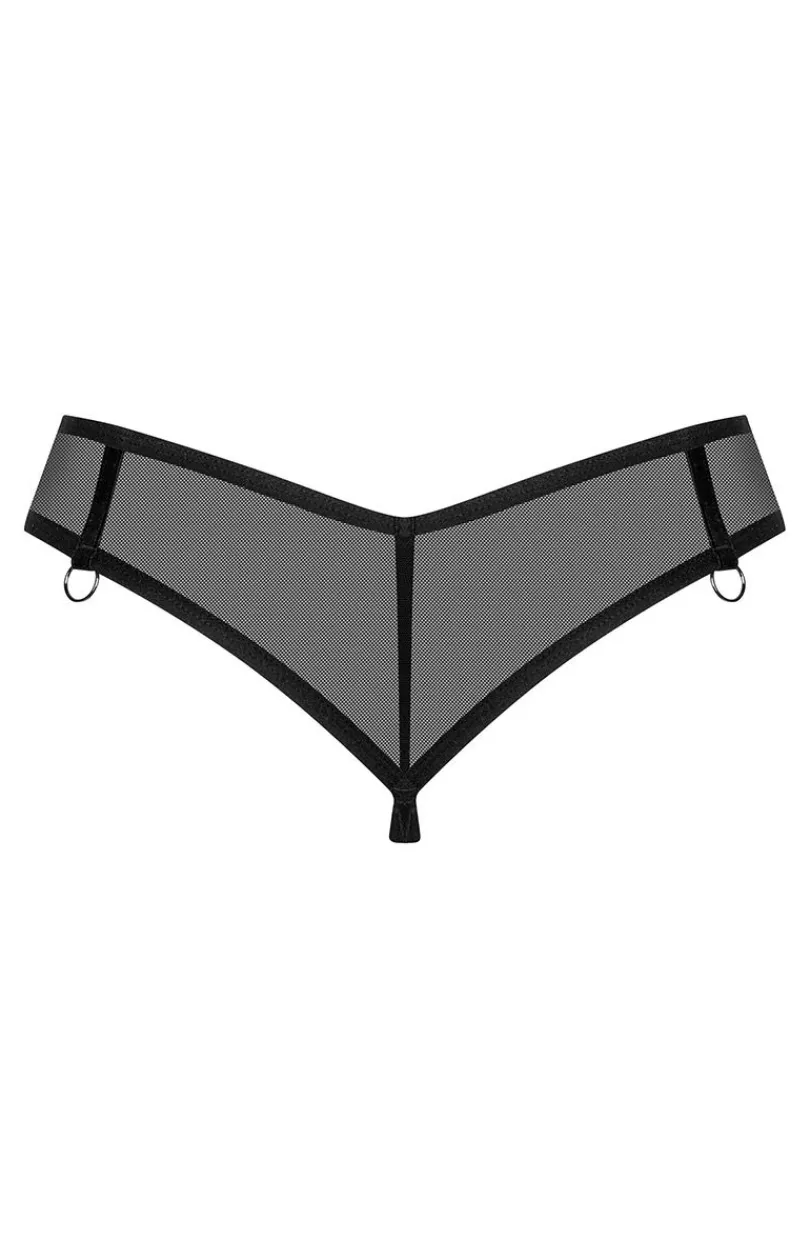 Damskie Obsessive Stringi Damskie - prześwitujące czarne stringi Glandez