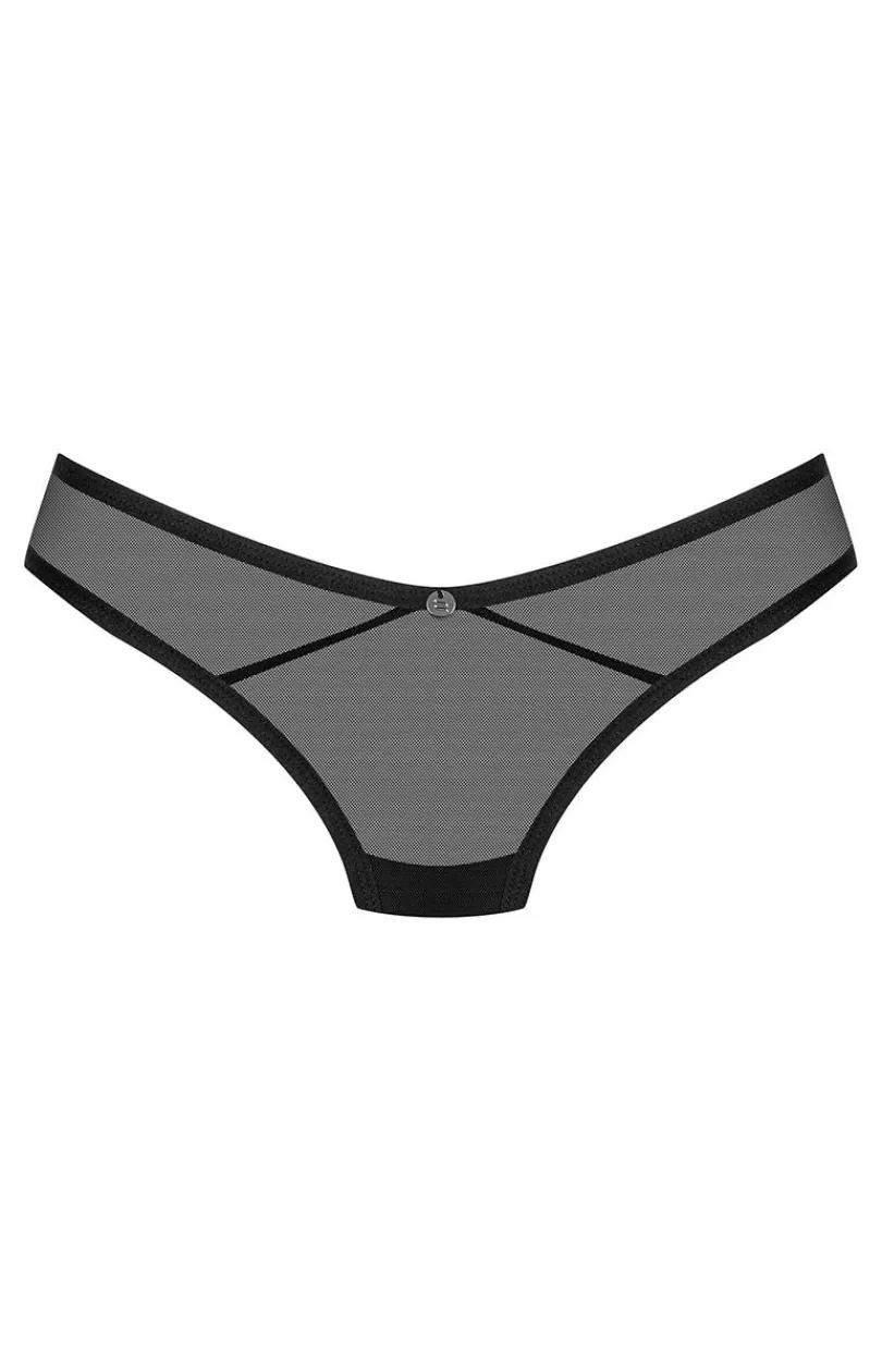 Damskie Obsessive Stringi Damskie - prześwitujące czarne stringi Glandez
