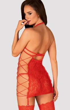 Obsessive Rediosa koszulka z otwartymi miseczkami i stringi