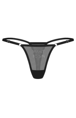 Obsessive stringi damskie z napisem z cyrkonii Violami Sin