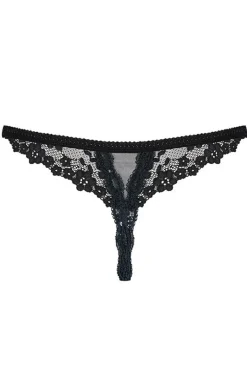 Obsessive stringi otwarte czarne z dziurką w kroku Letica