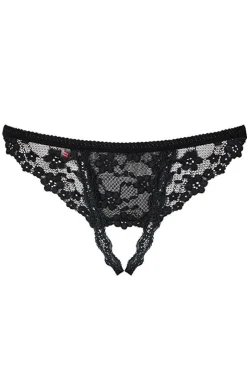 Obsessive stringi otwarte czarne z dziurką w kroku Letica