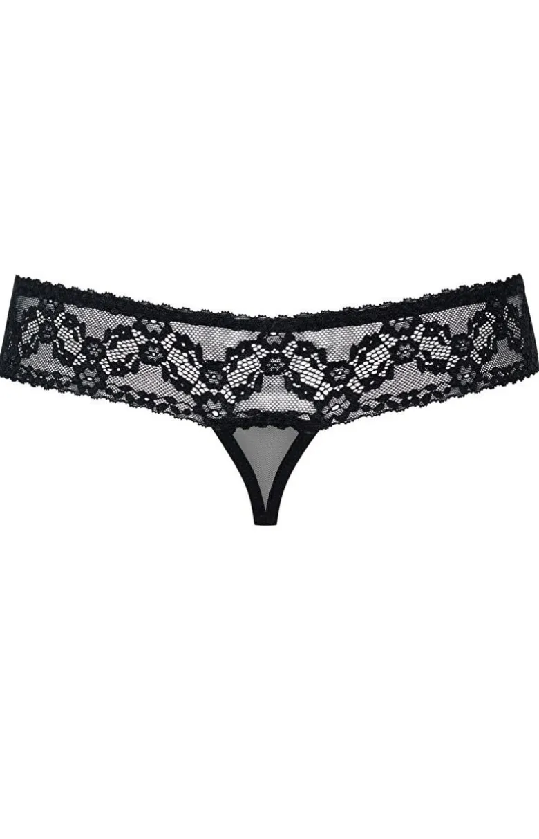 Obsessive stringi otwarte koronkowe czarne 837-THC-1