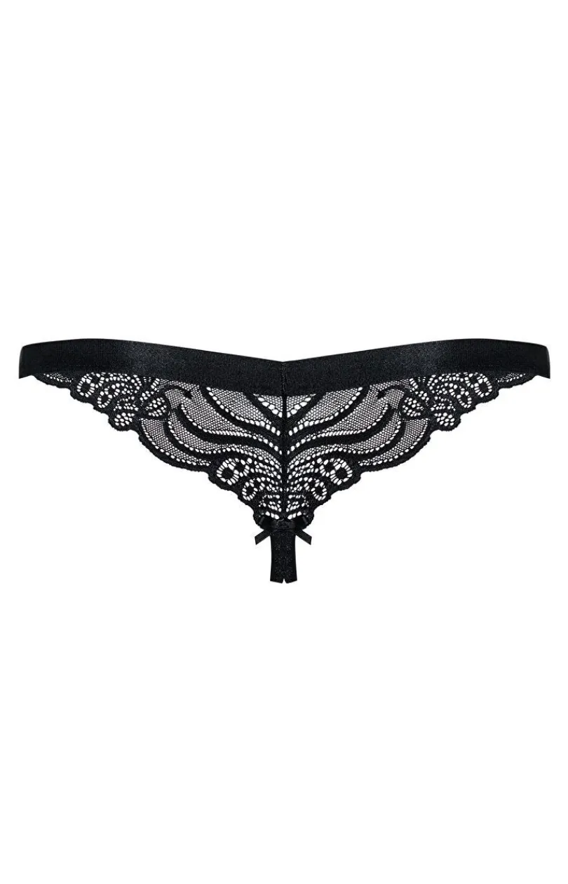 Damskie Obsessive Stringi Z Koronką|Stringi Damskie - stringi otwarte z dziurką w kroku 828-THC-1
