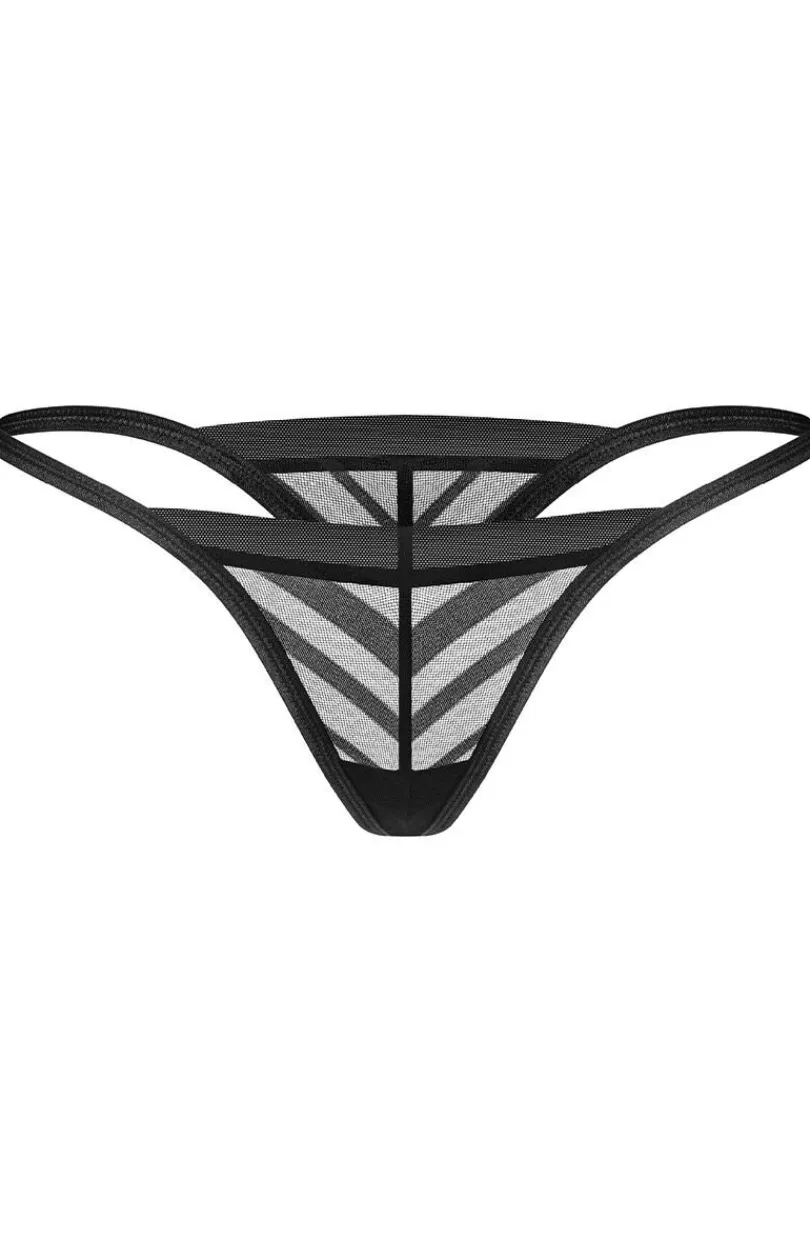 Damskie Obsessive Stringi Z Koronką|Stringi Damskie - stringi z czarnej siateczki Lune Bellis