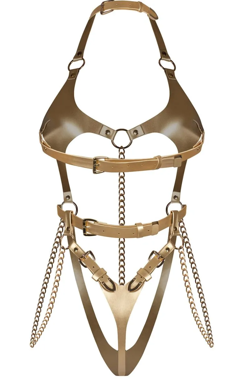 Obsessive złote body z wycięciami i łańcuszkami Anyya Gold