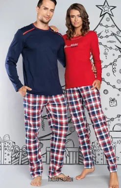 Damskie Italian Fashion Piżamy Bawełniane|Piżamy W Kratę - Olandia piżama damka dł.dł.