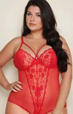 SoftLine Collection Body|Body - Otwarte koronkowe body w kolorze m plus size Amanda