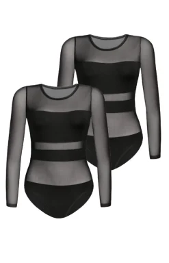 2-Pack body damskie z siateczką Stripy 2405-2
