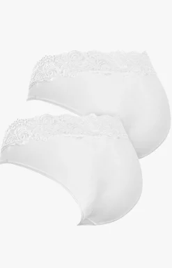 Damskie Pierre Cardin Wielopaki Damskie|Figi Damskie - 2-pack figi damskie bawełniane z koronkową talią białe Viola