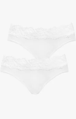 Damskie Pierre Cardin Wielopaki Damskie|Figi Damskie - 2-pack figi damskie bawełniane z koronkową talią białe Viola