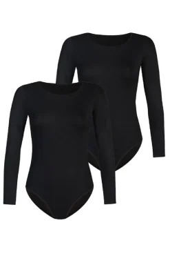 2-Pack klasyczne body damskie czarne Longy