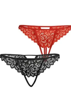 Damskie Teyli Wielopaki Damskie|Stringi Z Koronką - 2-pack koronkowe stringi otwartym krokiem Losi 3112