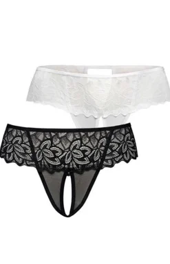 2-pack koronkowe stringi z otwartym krokiem Rosu 380