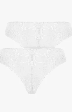 2-pack majtki damskie brazyliany bawełniane z koronką białe Orchidea