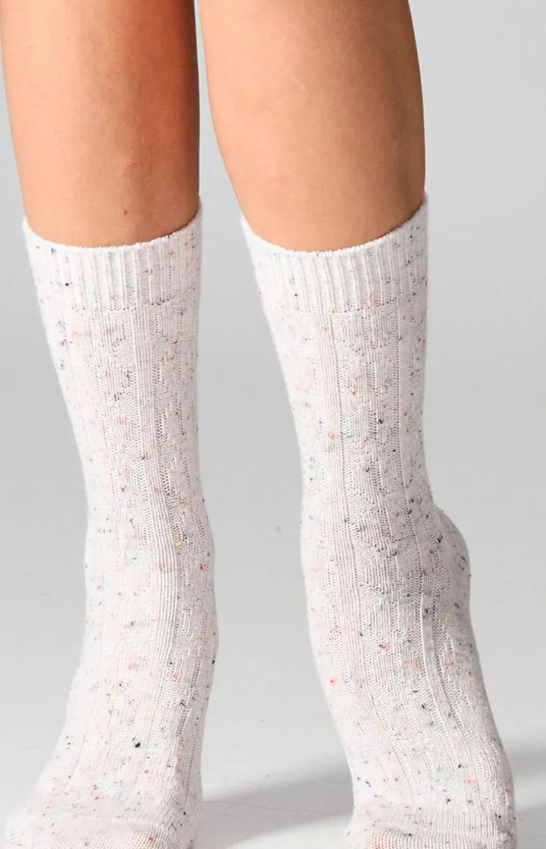 2-pack skarpetki damskie z wełną biało-szare W27 Wool Dots