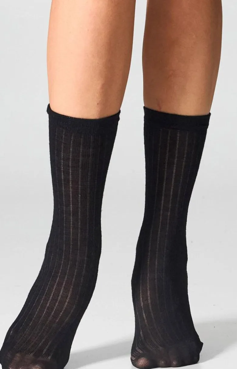 2-pack skarpetki damskie z wełną merynosów czarne W12 Merino
