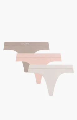 3-pack stringi damskie 3CLP-013-BRZ/KAM/BEZJ