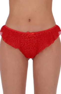 Passion stringi tiulowe z falbanką czerwone Bagira