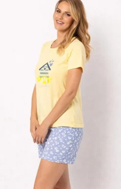 Piżama damska bawełniana krótka w letniej kolorystyce Daisy DA12