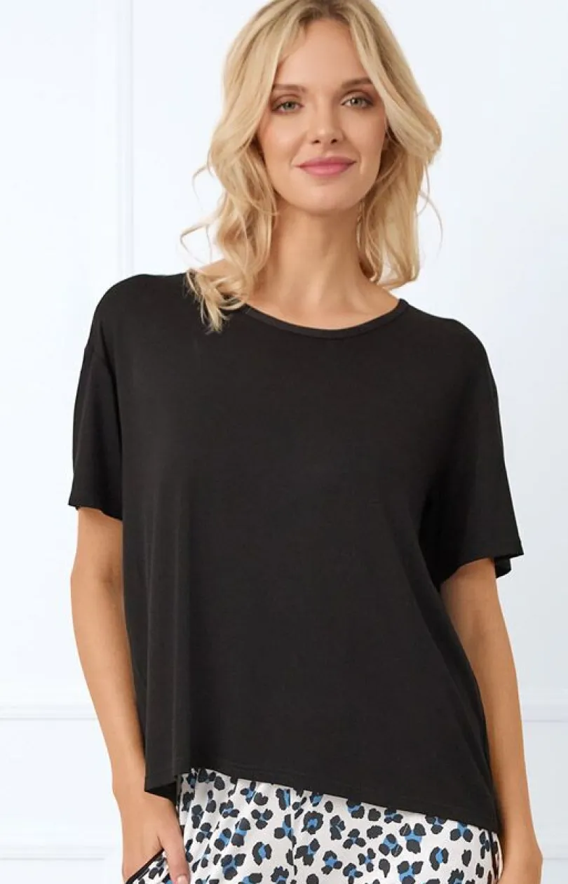 Damskie Italian Fashion Bielizna Homewear|Ciepłe Piżamy - Piżaa daka na krótki rękaw i długie podnie avanna