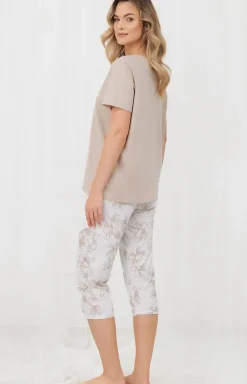 Damskie Italian Fashion Piżamy Damskie|Piżamy Dwuczęściowe - Piżama damska na krótki rękaw i 3/4 spodnie Arola