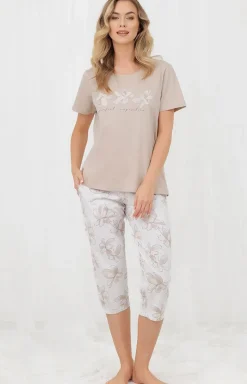 Damskie Italian Fashion Piżamy Damskie|Piżamy Dwuczęściowe - Piżama damska na krótki rękaw i 3/4 spodnie Arola